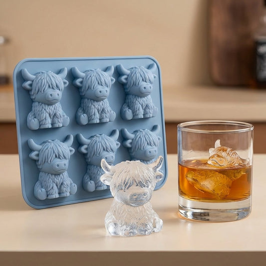 ⚡50K+ SOLD!🐮 Mini Highland Cow Ice Cube Mold – Cute 3D Ice for Drinks, Parties & Gifts
