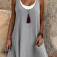 💃Women's Casual Loose Sleeveless Fake Two Piece Tank Dress