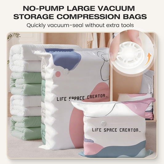 No-Pump Vacuum Storage Bags – Save Up to 80% Space