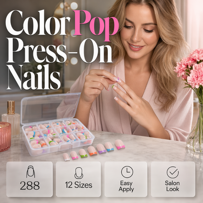 🥳2026 HOT SALE🥳💞50K+ SOLD!💅✨ 49% OFF!🎁 Color Pop Press-On Nails