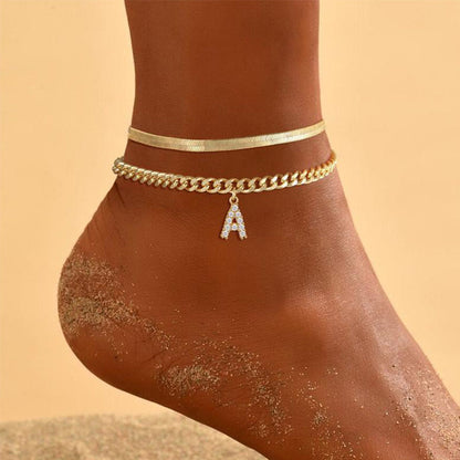 🌸 50% OFF NOW! 🌸 Delicate gold layered initial anklets for women