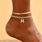 🌸 50% OFF NOW! 🌸 Delicate gold layered initial anklets for women