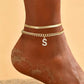 🌸 50% OFF NOW! 🌸 Delicate gold layered initial anklets for women