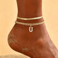 🌸 50% OFF NOW! 🌸 Delicate gold layered initial anklets for women