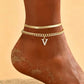 🌸 50% OFF NOW! 🌸 Delicate gold layered initial anklets for women