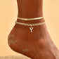 🌸 50% OFF NOW! 🌸 Delicate gold layered initial anklets for women
