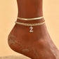 🌸 50% OFF NOW! 🌸 Delicate gold layered initial anklets for women